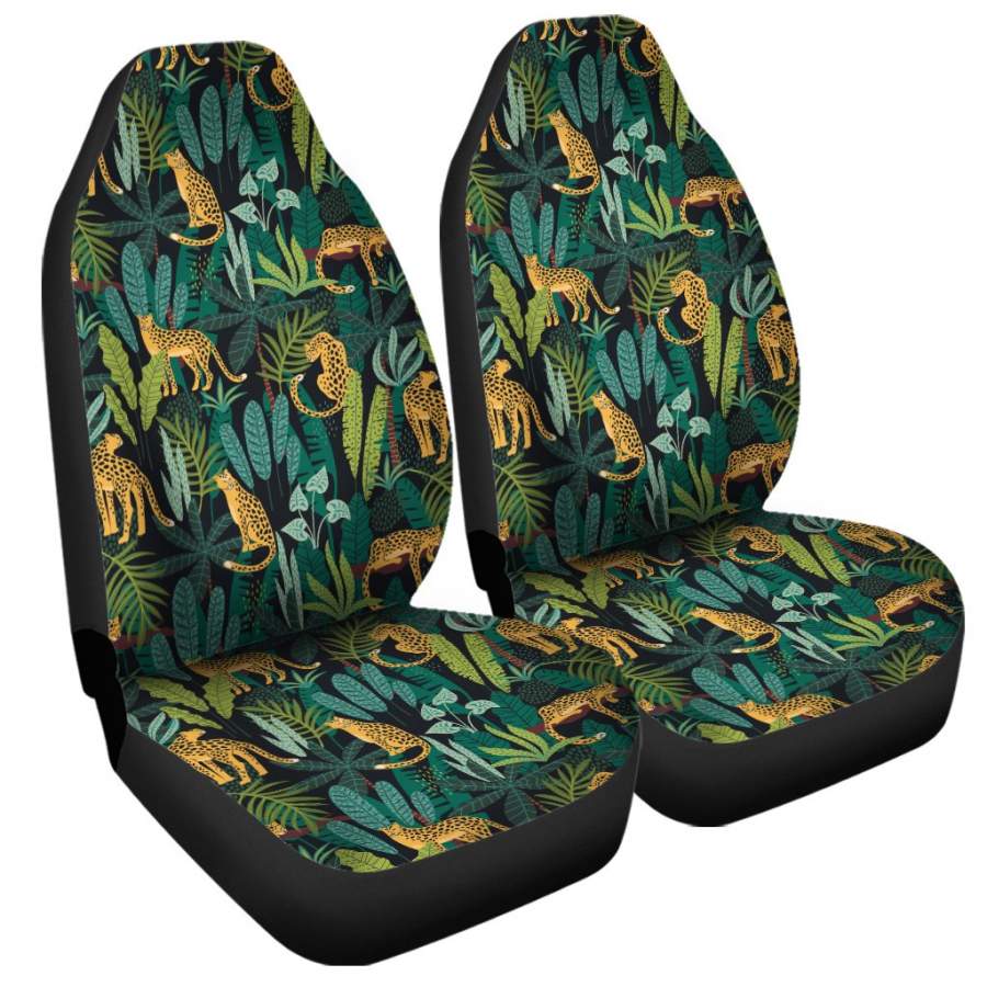 Tropical Jaguar Pattern Print Universal Fit Car Seat Covers