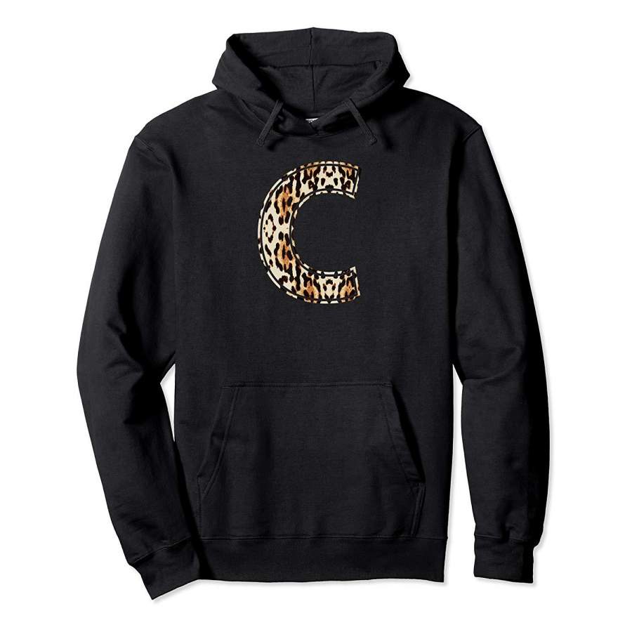 Cool Letter C Initial Name Leopard Cheetah Print Hoodie Premium Tee