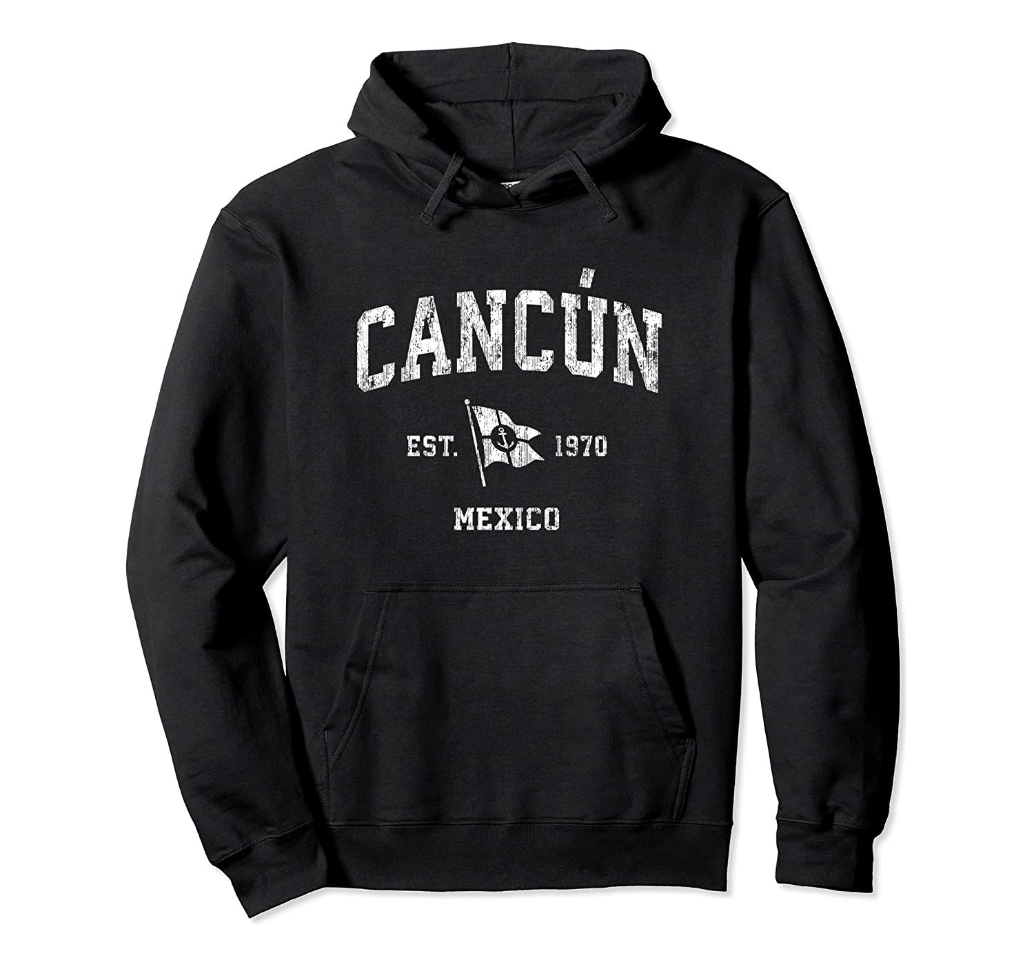 Cancun Mexico Vintage Nautical Boat Anchor Flag Sports Pullover Hoodie, T-Shirt, Sweatshirt