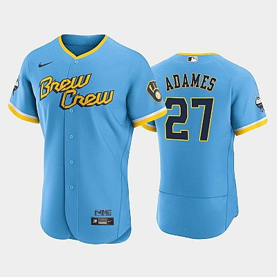 Willy Adames 27 2022-23 City Connect Milwaukee Brewers Jersey – Powder Blue