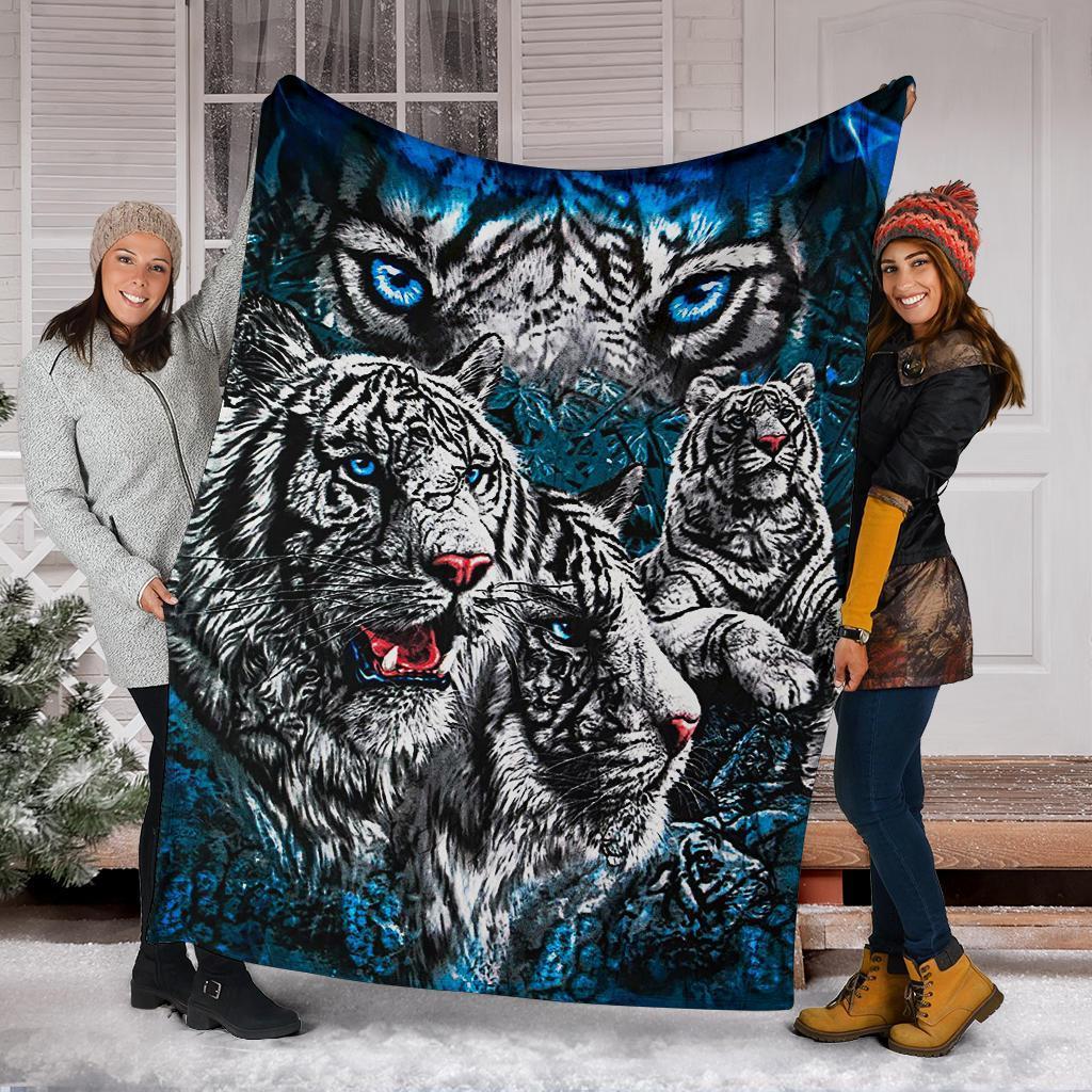 White Tiger Awesome Tiger King Of Animals Anniversary Gift For Tiger Lovers Fleece Blanket bf1711