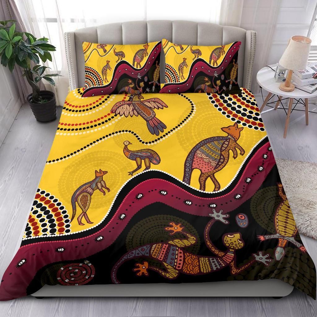 Tmarc Tee Aboriginal Bedding Set – Indigenous Animals Life Art-Hp