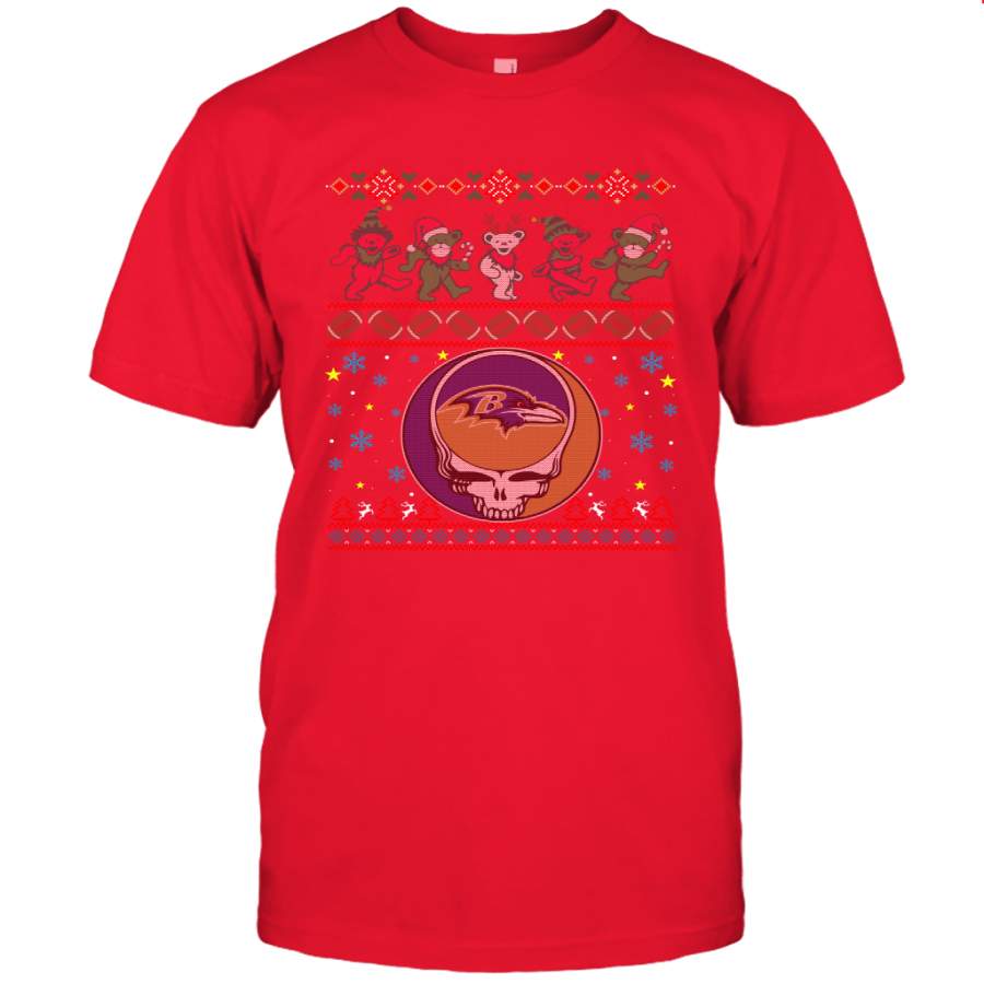 Baltimore Ravens Christmas Grateful Dead Jingle Bears Football Ugly Sweatshirt Men’s T-Shirt Christmas Gift Ideas