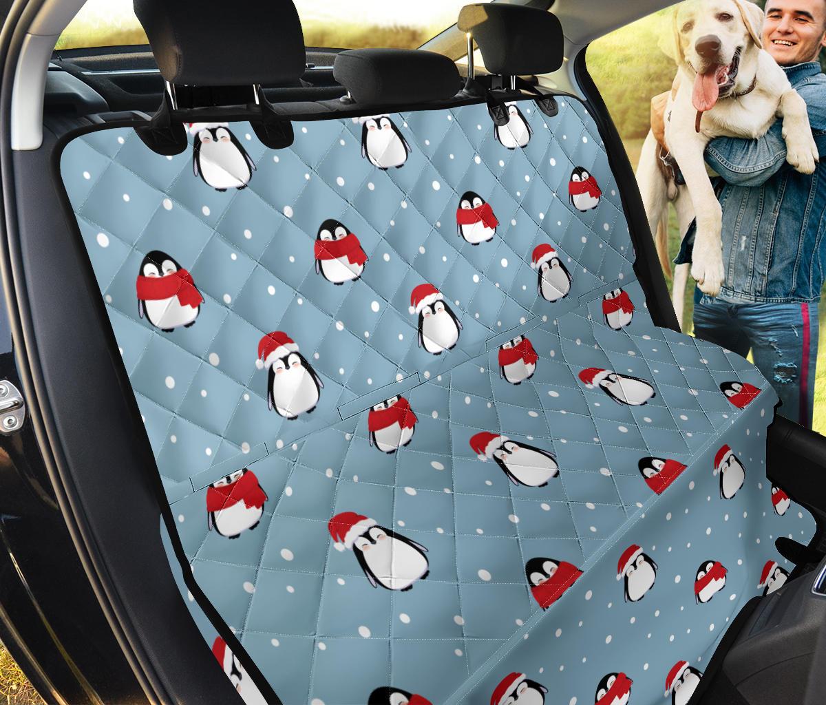 Cute Penguin Christmas Snow Pattern Dog Car Seat Covers