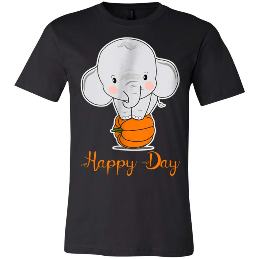 AGR Elephant Pumpkin Fall ‘Happy Day’- Cute AutumnHalloween T-Shirt  USA