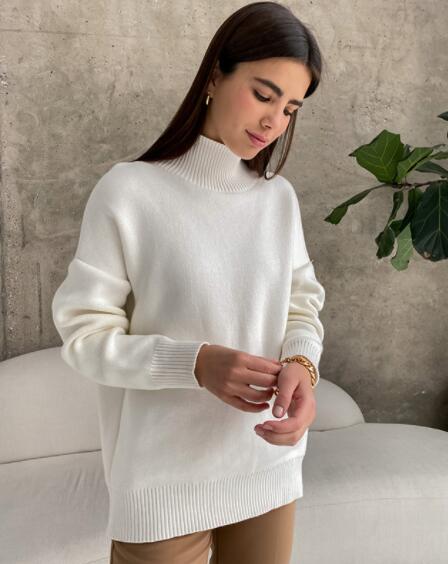 Women Turtleneck Sweater 2022 Autumn Winter Warm Knit Pullover Top Oversized Casual Loose Knitted Jumper Female Sweaters p675 alx