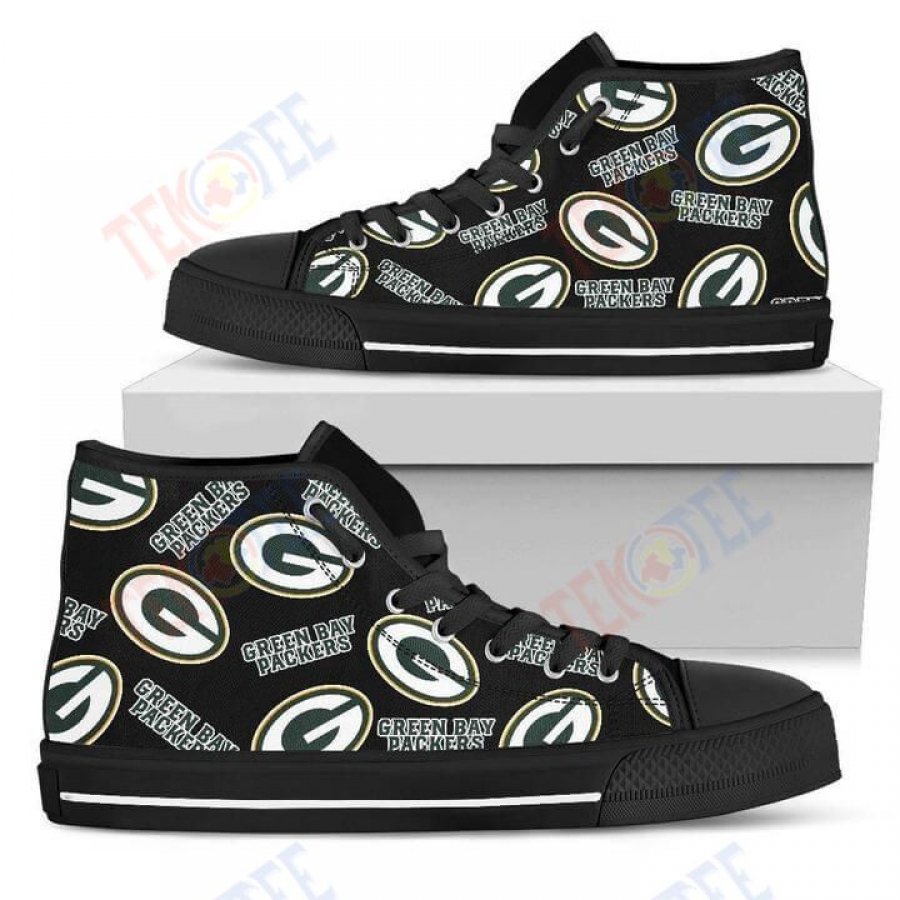 Mens Womens Script Logo Pattern Green Bay Packers High Top Shoes TMT898