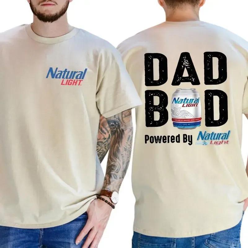 Natural Light Dad Bod Graphic Tee, Unisex Funny Beer Shirt, Casual Soft Gift for Fathers, Husband, Boyfriend Birthday, Daily Wear