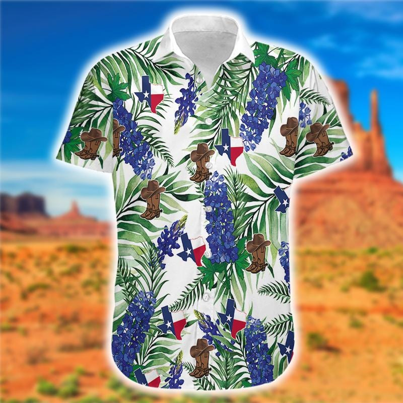 Hawaii Aloha Shirts Texas Bluebonnet Ha656