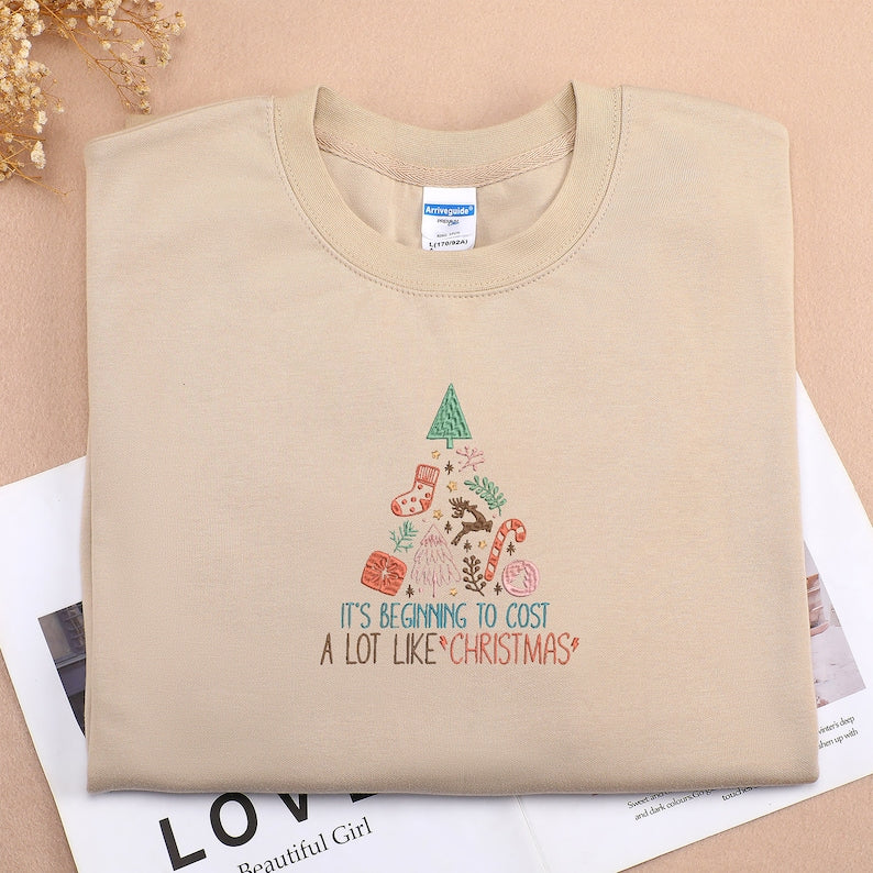 Trendy Merry Christmas Embroidered Sweatshirt 2D Crewneck Sweatshirt All Over Print Sweatshirt For Women Sweatshirt For Men Sws4789