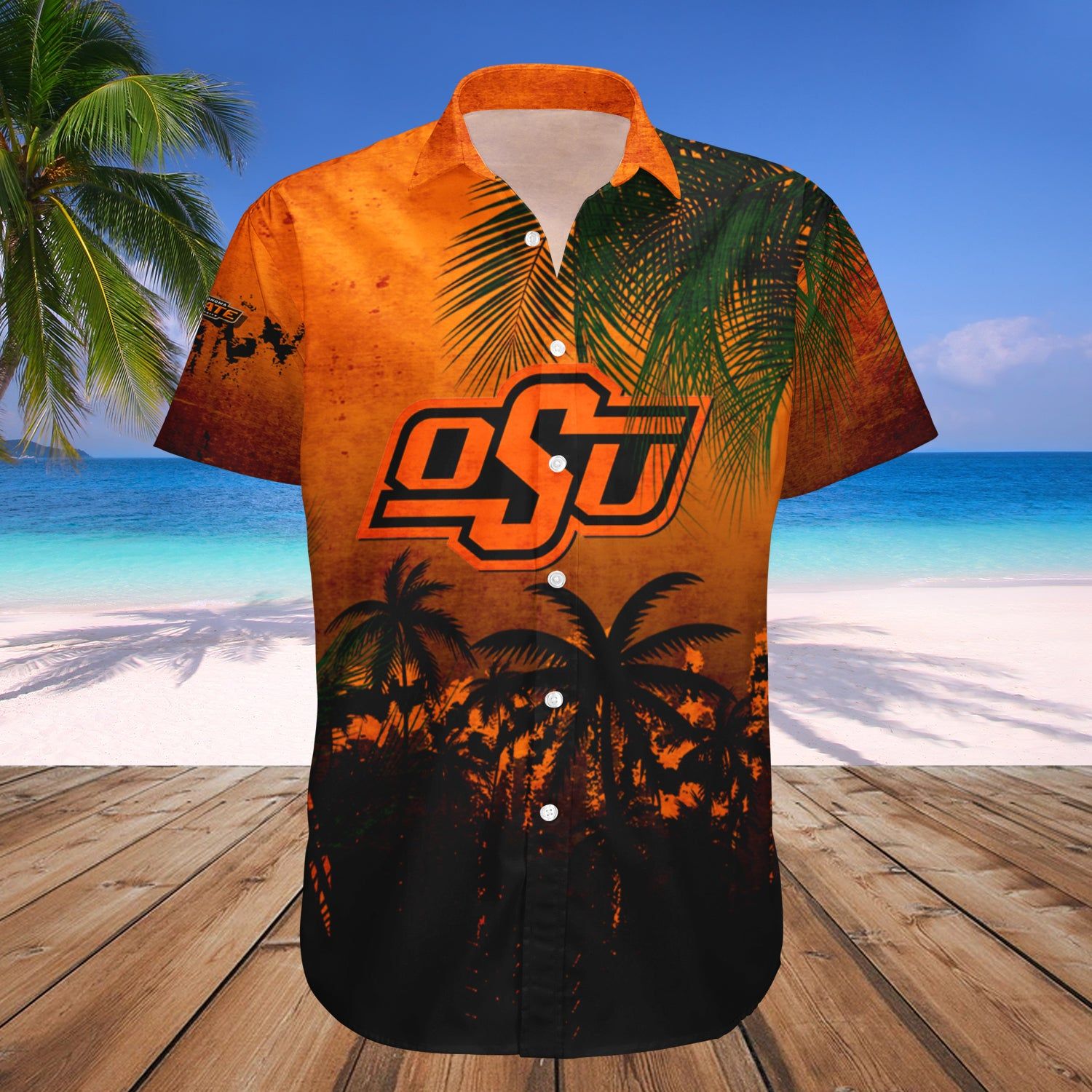 Oklahoma State Cowboys Hawaii Shirt Coconut Tree Tropical Grunge – NCCA