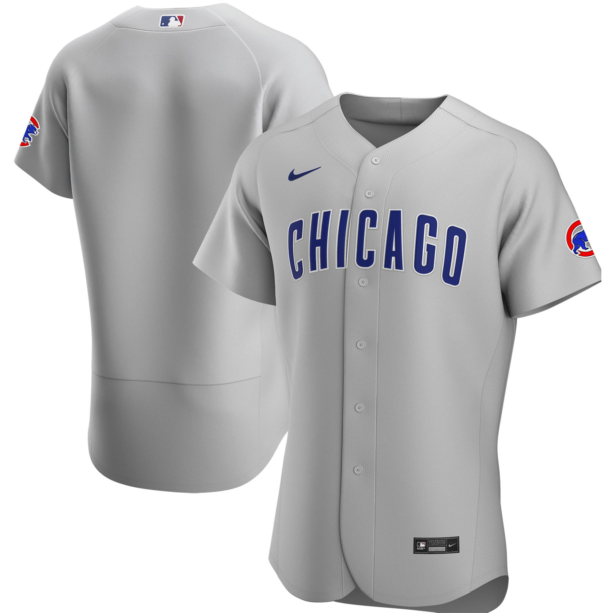 Chicago Cubs Road Authentic Team Jersey Gray MLB