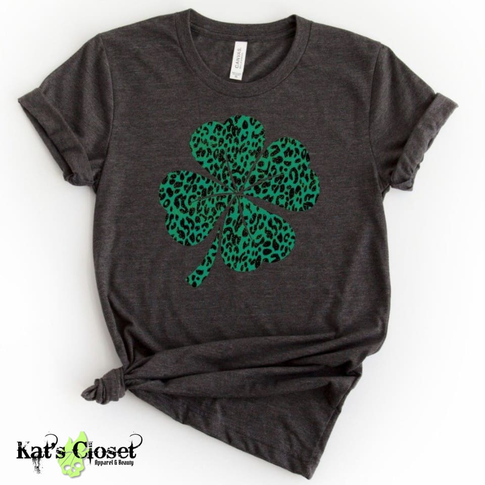 Green Black Leopard Shamrock Graphic T-Shirt