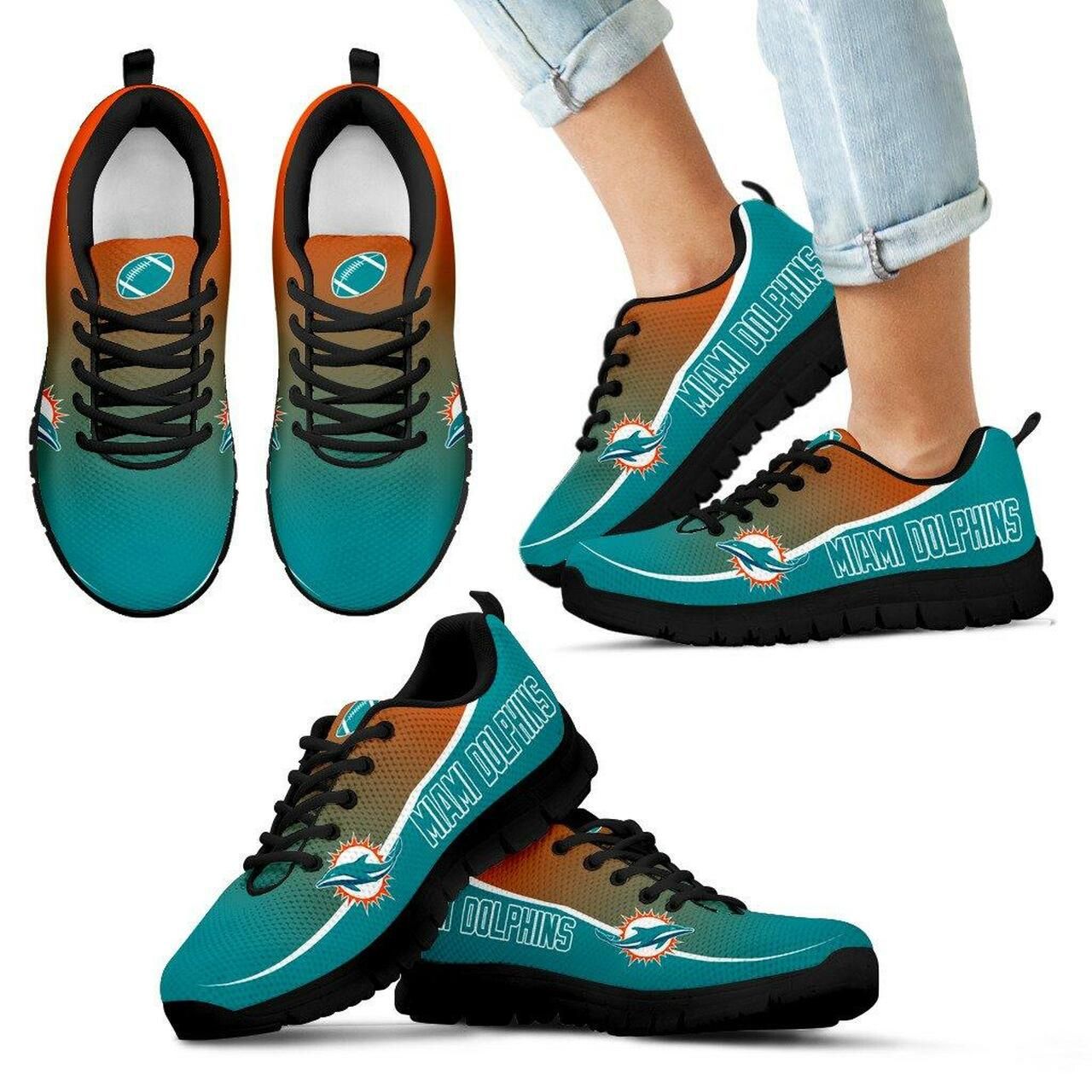 Miami Dolphins Sneakers Colorful Passion Running Shoes For Men, Women Shoes12662