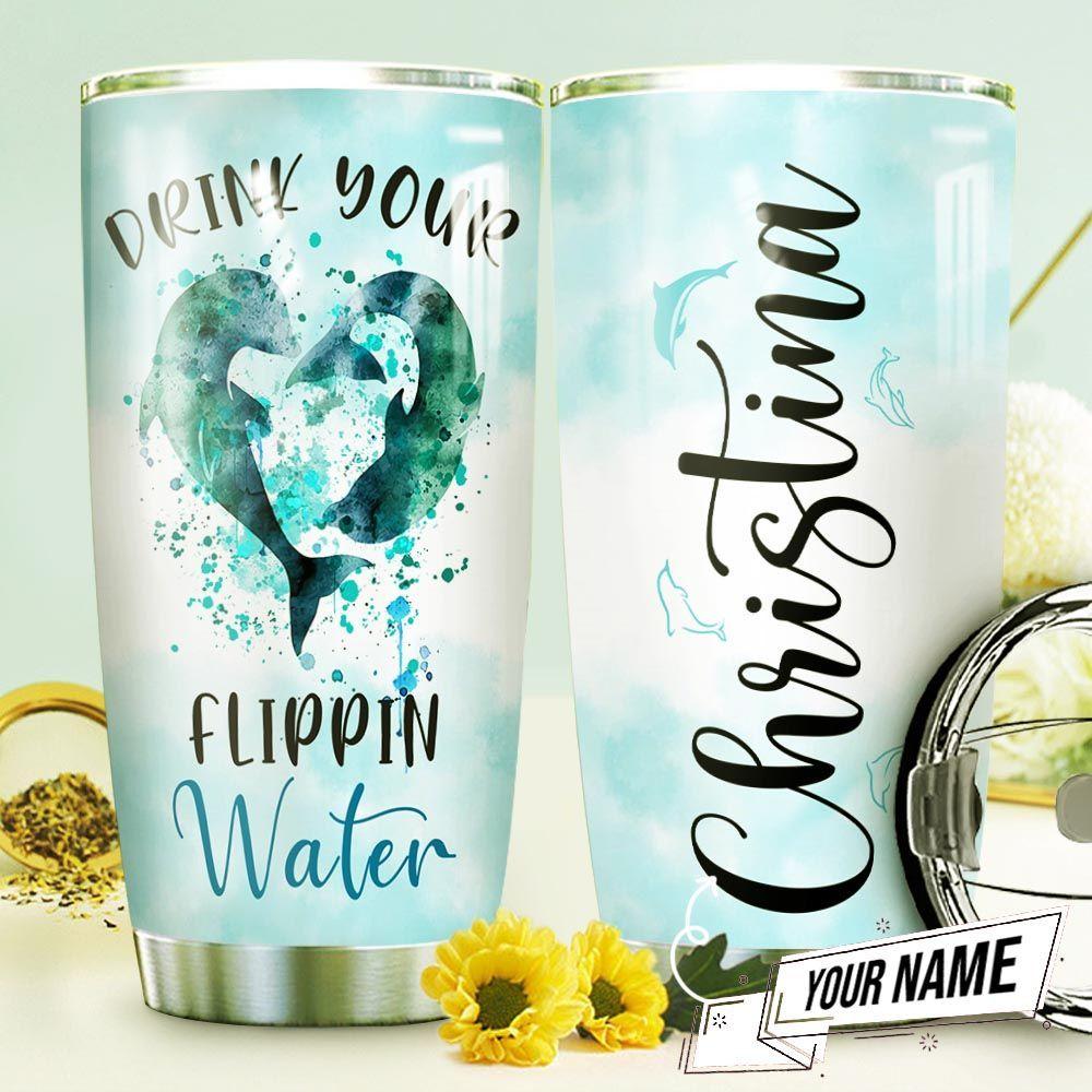 Dolphin Drink Water Personalized Thv0610005 Stainless Steel Tumbler