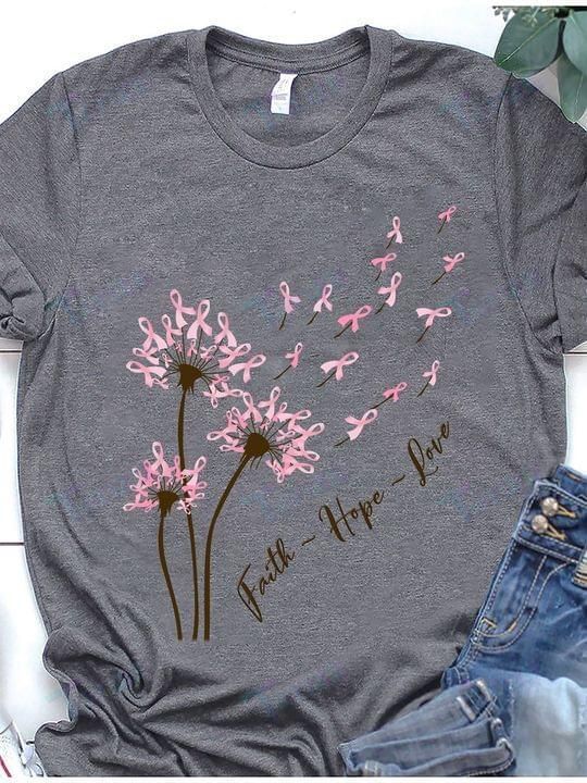 Breast Cancer Awareness Faith Hope Love Graphic Unisex T Shirt, Sweatshirt, Hoodie Size S – 5Xl