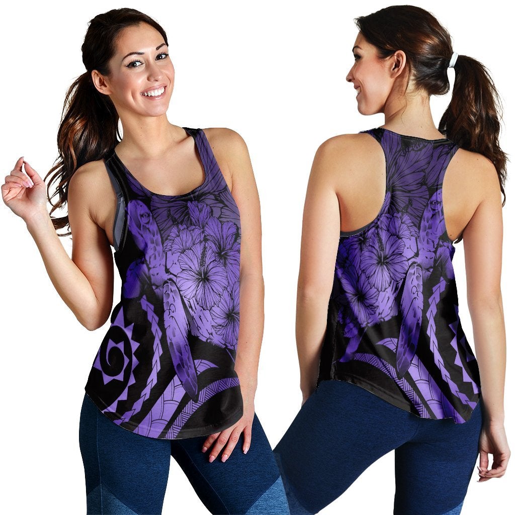 Hawaii Turtle Hibiscus Polynesian Vintage Racerback Tank Purple Ah Ha21605