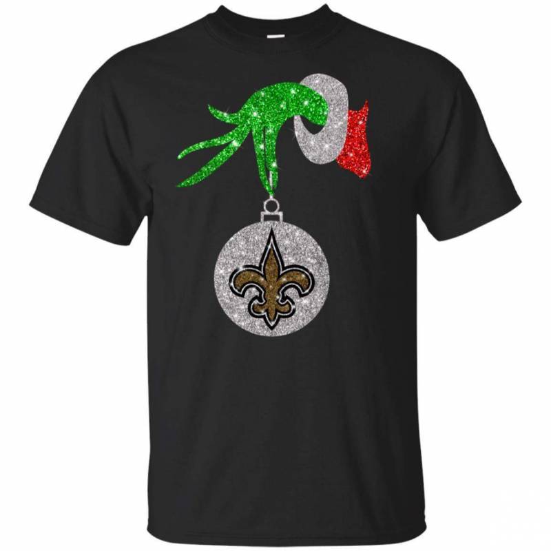 New Orleans Saints Glitter Grinch Monogram Ornament Christmas Gift Youth T-shirt