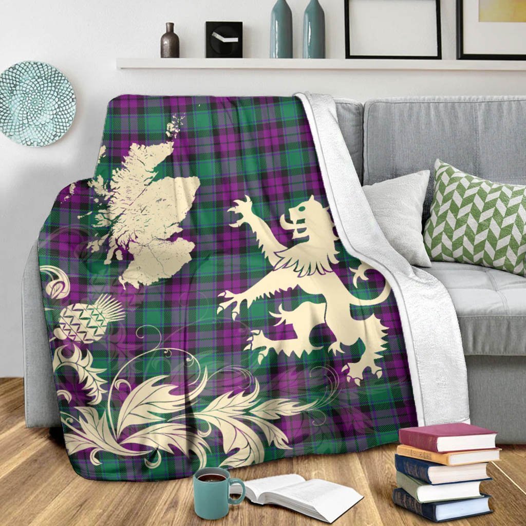 Tartan Blanket Macarthur Milton Tartan Scotland Lion Thistle Map Plaid Blanket