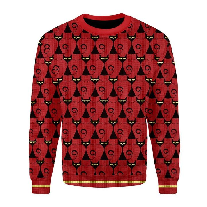 Black Cat Ugly Christmas Sweater | For Men & Women | Adult | Us5091