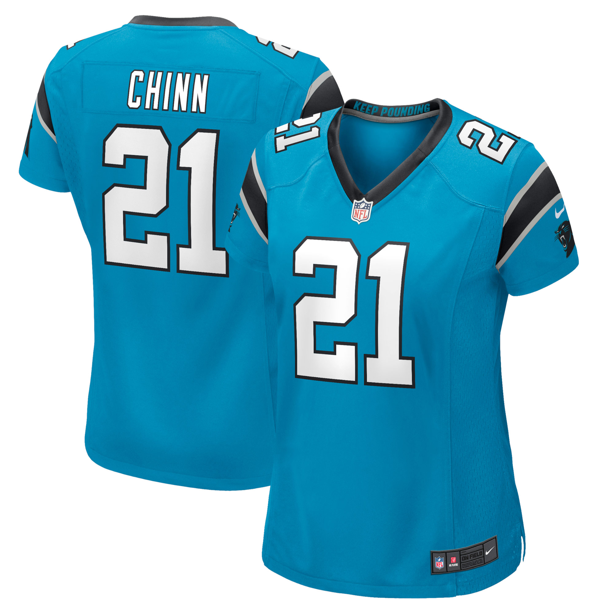 Women’s Carolina Panthers Jeremy Chinn Blue Player Game Jersey