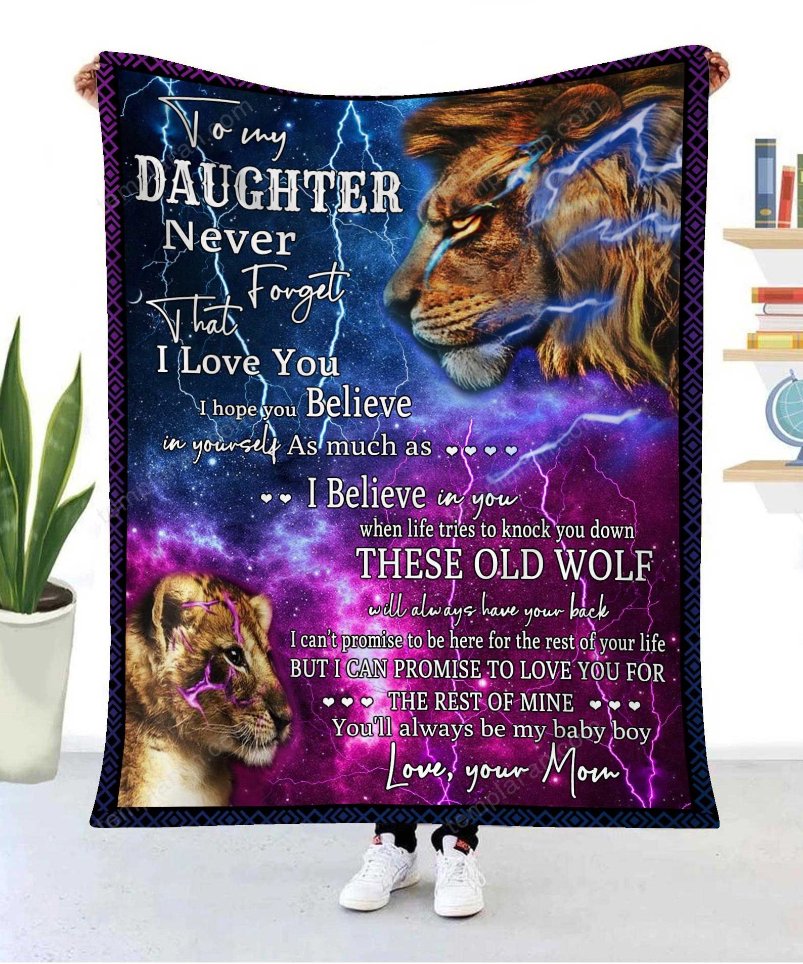 To My Daughter | Love, Your Mom | Lion | Fleece Blanket 3D Printing