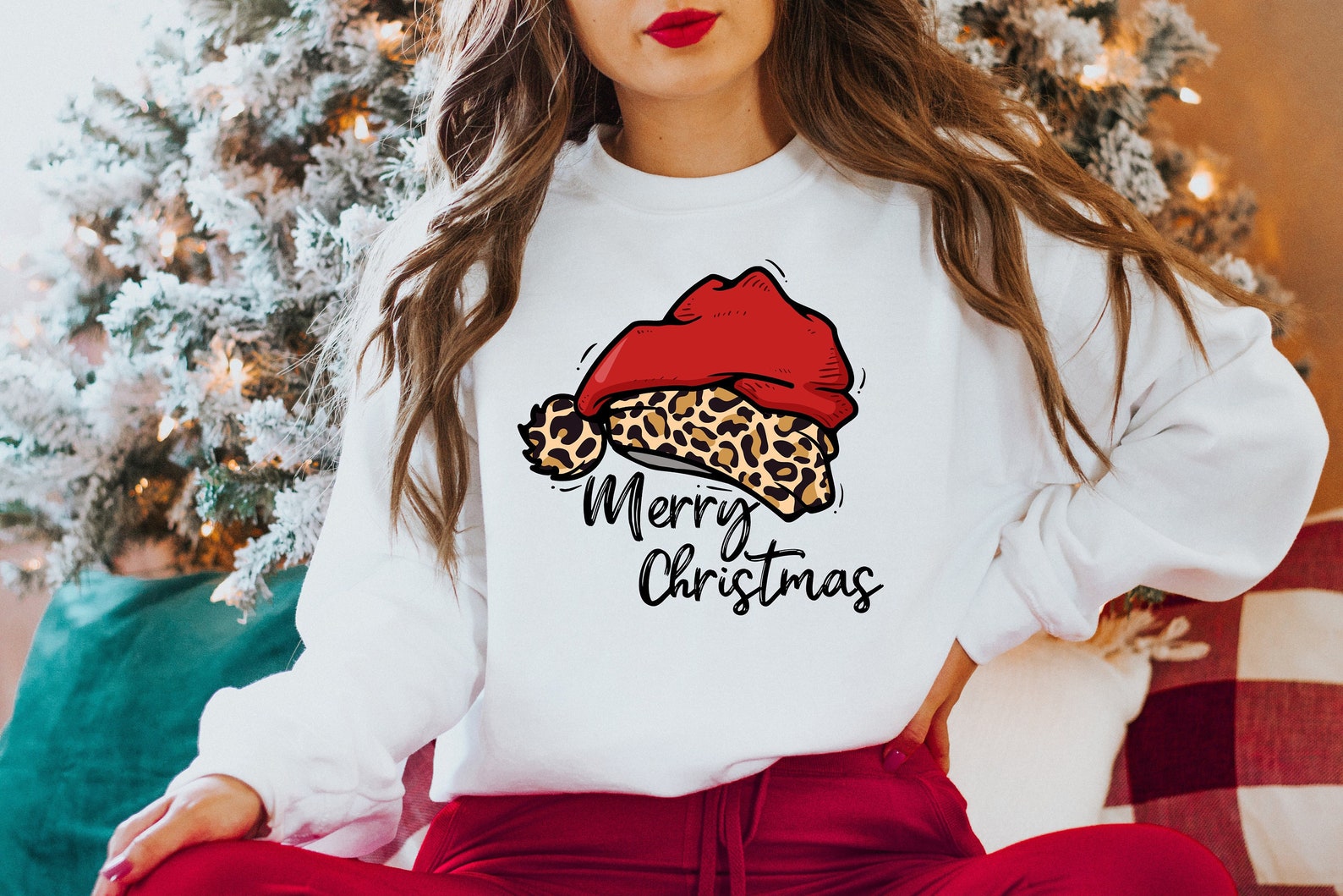 Santa Hat Merry Christmas Sweatshirt