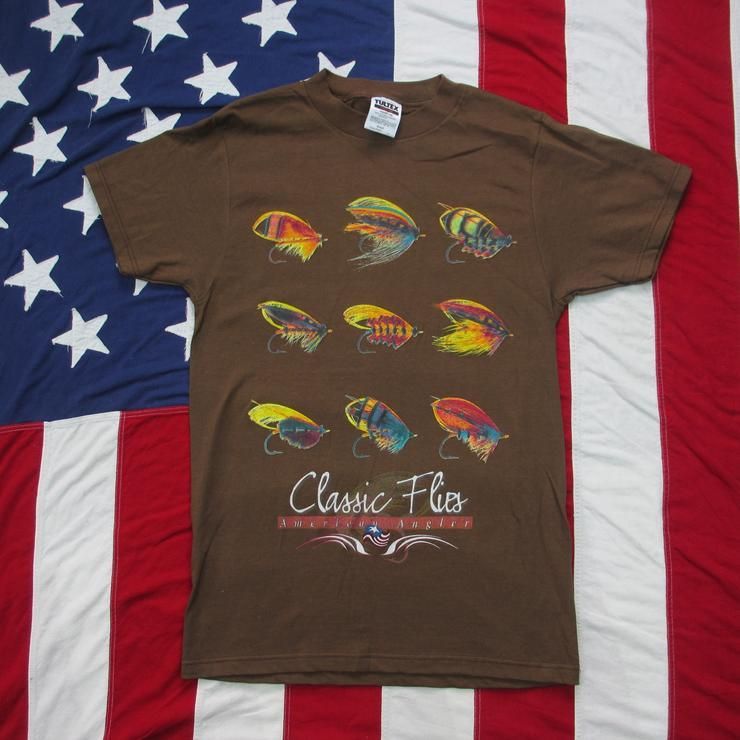 Vintage 1990 S Classic Flies American Angler Magazine Graphic Shirt