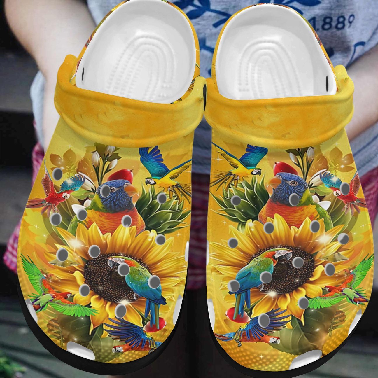 Parrot Personalized Clog, Custom Name, Text, Color, Number Fashion Style For Women, Men, Kid, Print 3D Beautiful Golden Parrots