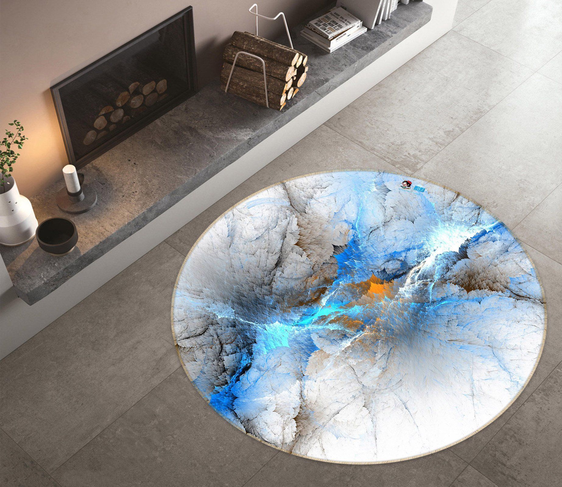 3D Abstract Blue 80219 Round Rug – Round Carpet Home Decor