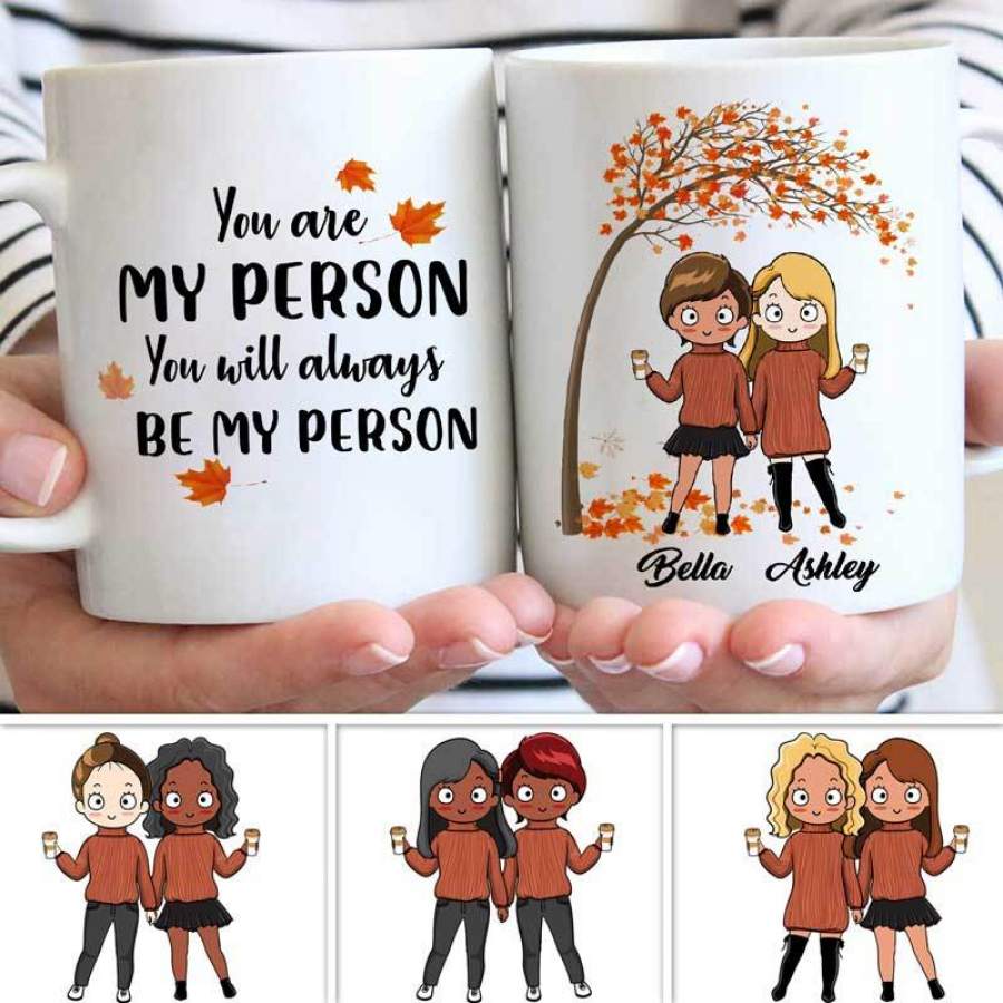 Fall Season Cartoon Besties Personalized Mug