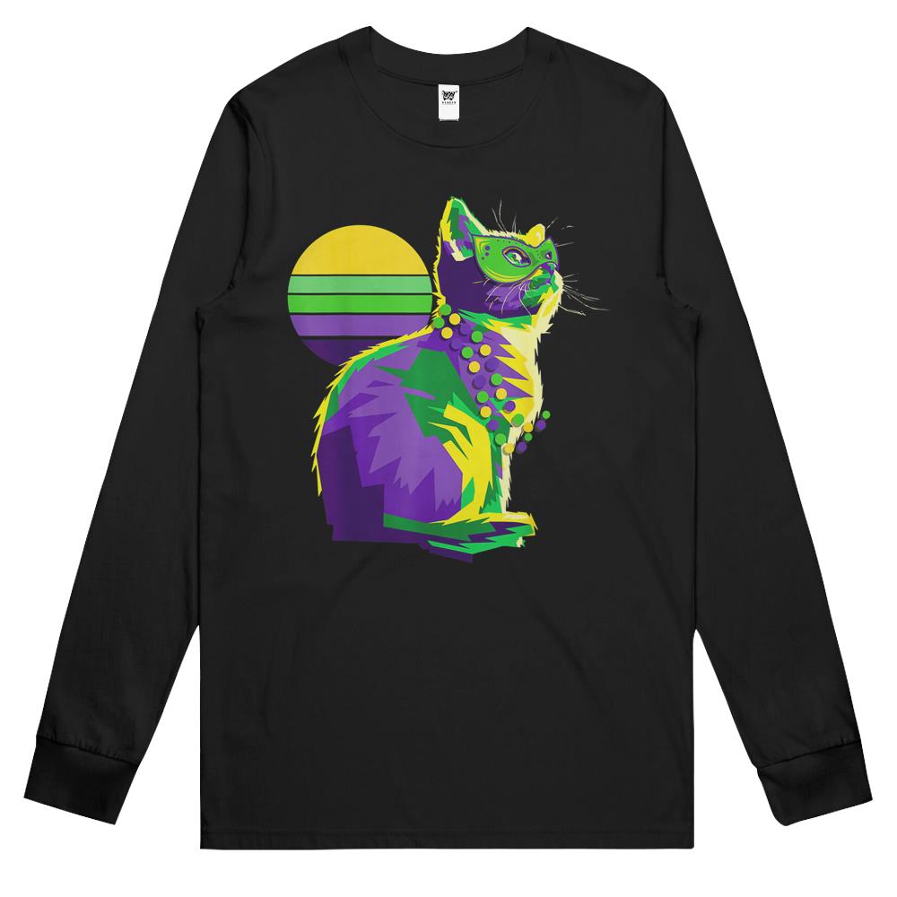 Cute Mardi Gras Kitten New Orleans Cat Owner Long Sleeve T Shirts