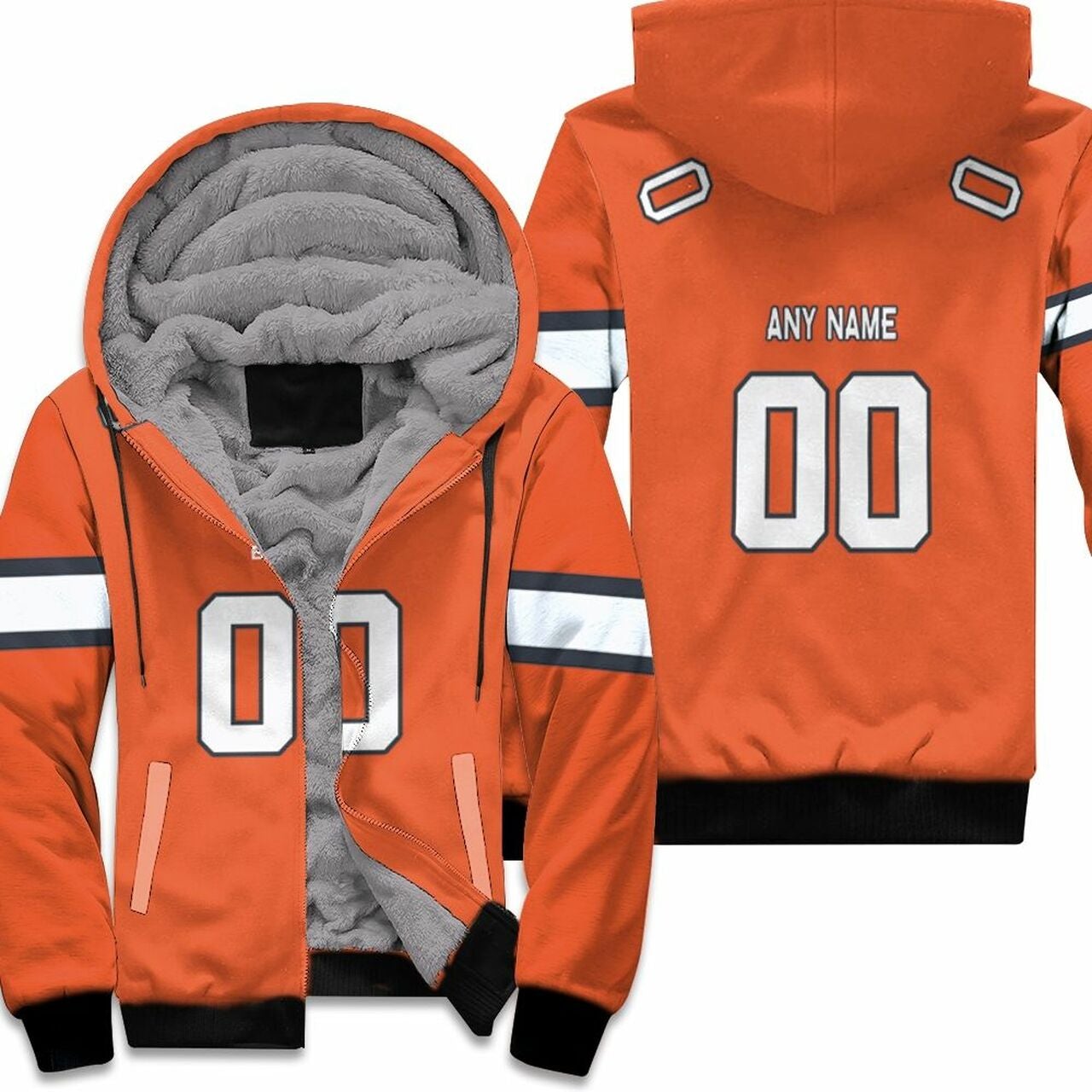 Denver Broncos Color Rush Orangecustom Name Fleece Zip Hoodie All Over Print | Unisex | Adult | Fn1011