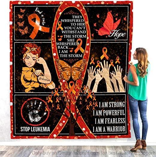 Leukemia Awareness Cancer Quilt Blanket Luekemia