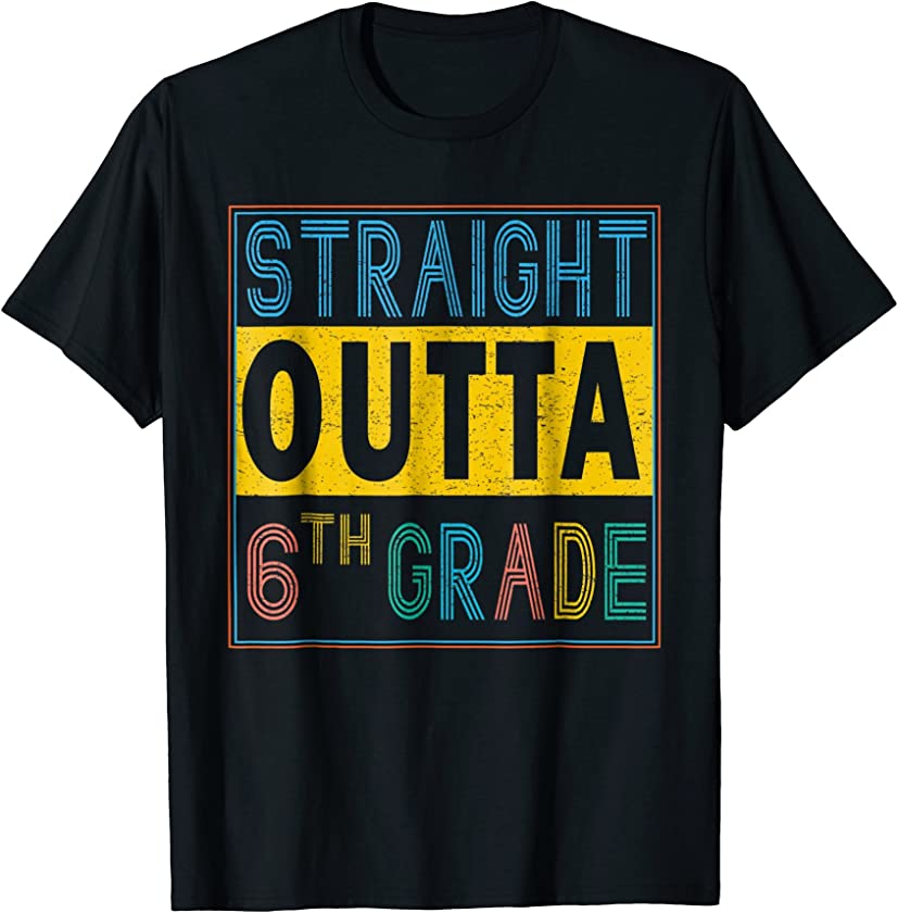 Vintage STRAIGHT OUTTA 6th Grade 2018 Graduation Shirt Gift