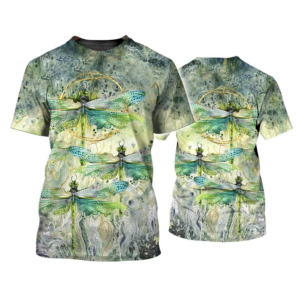 3D Full Printed Shirt Dragonfly Watercolor Painting On Shirt, Dragonfly Hippie Tshirt, Hippie Dragonfly 3D Tshirt