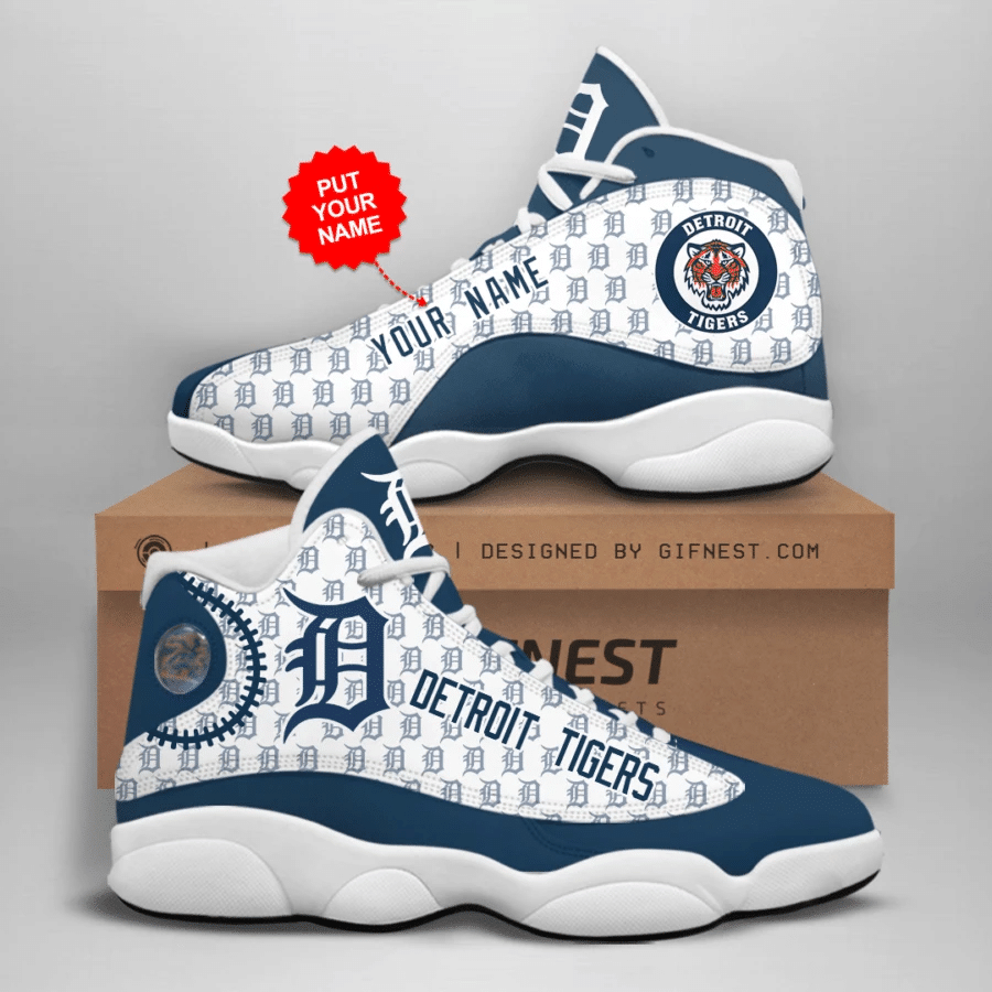 Elegant Detroit Tigers Team Logo Personalized Air Jordan 13 Printing Shoes Sneaker