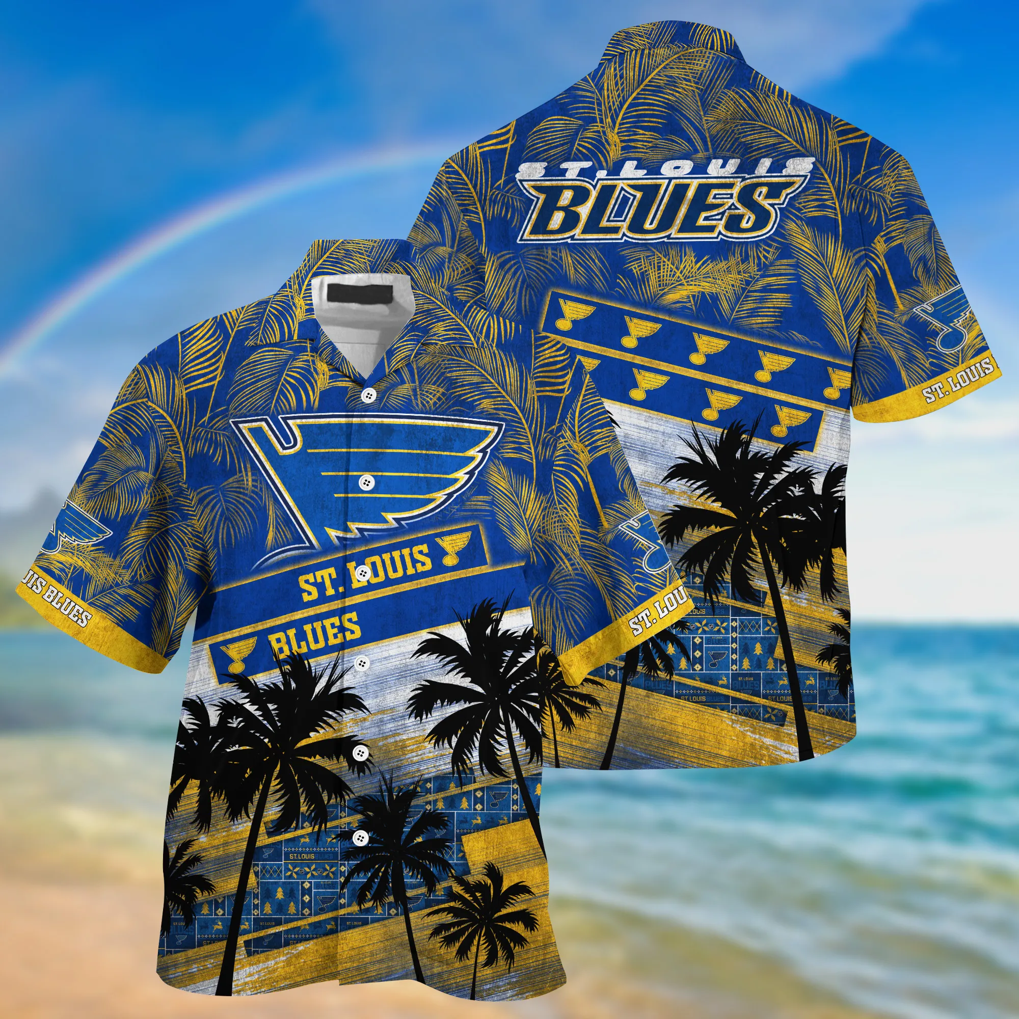 St. Louis Blues Nhl Palm Tree Pattern Hawaii Shirt For Sports Fans Unisex Sport Hawaii Shirt