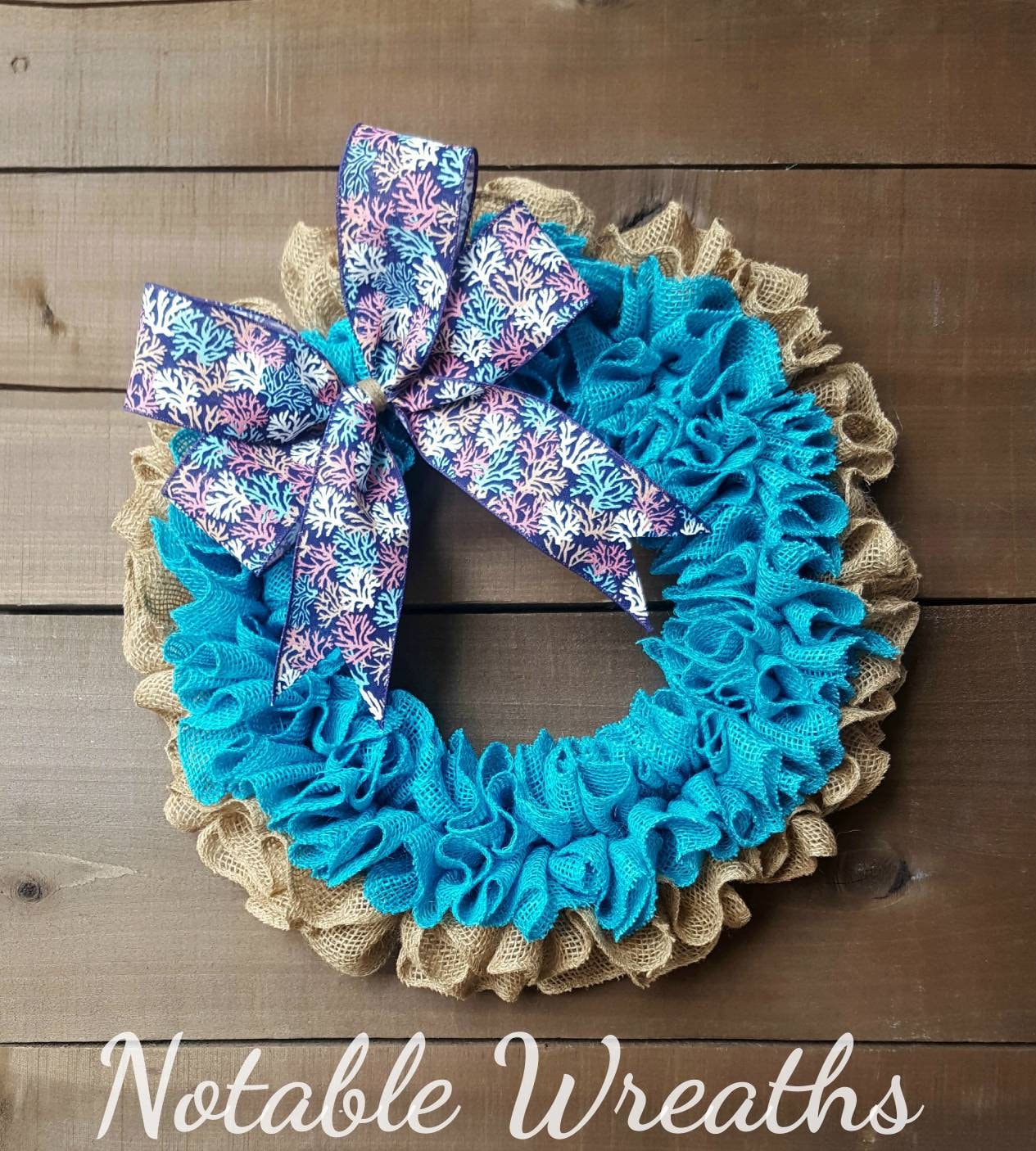 Beach wreath, Coastal wreath, beach decor, coastal decor, beach house wreath, starfish wreath, burlap wreath, coral wreath