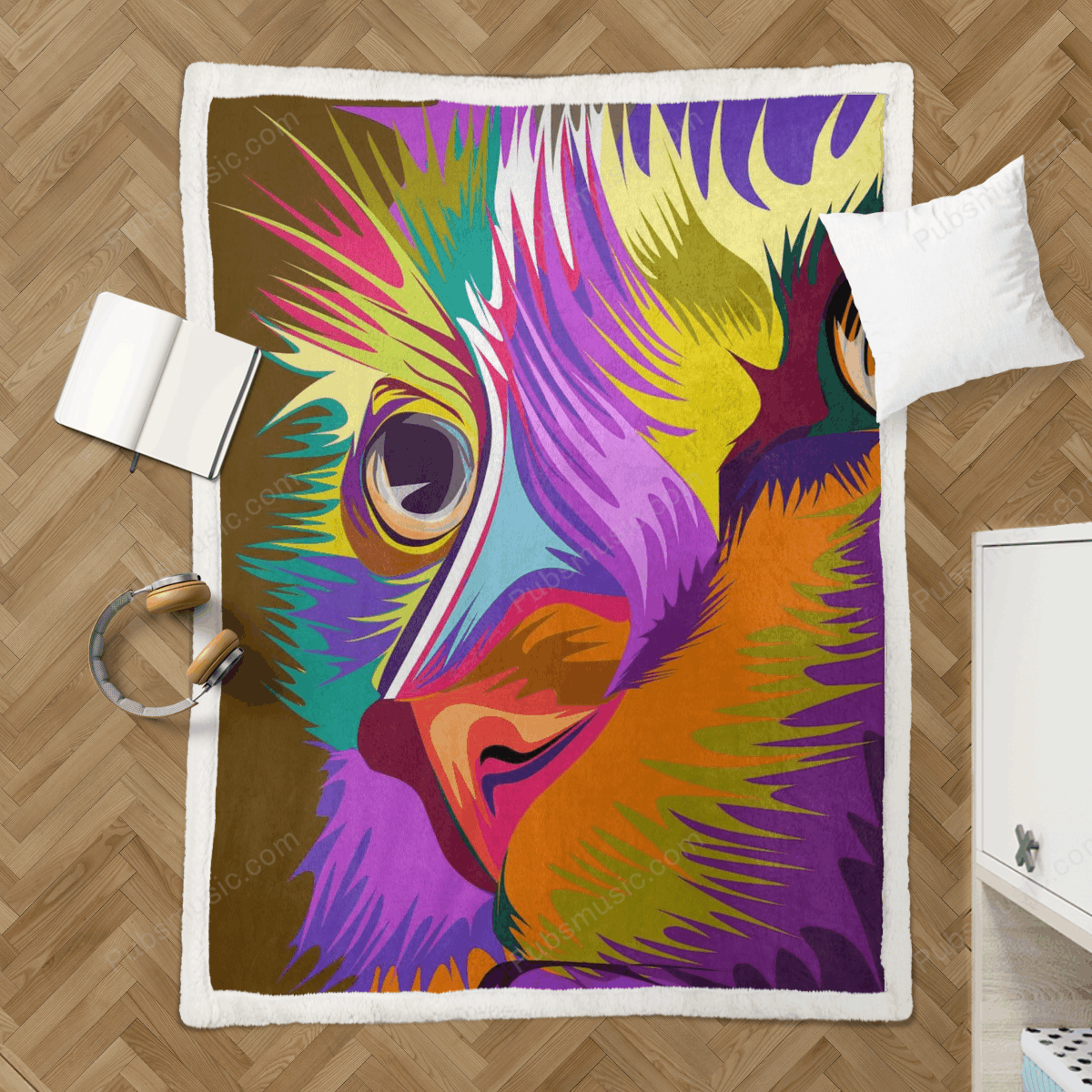 Pop Art Vector Cat         – Popart Animals Sherpa Fleece Blanket