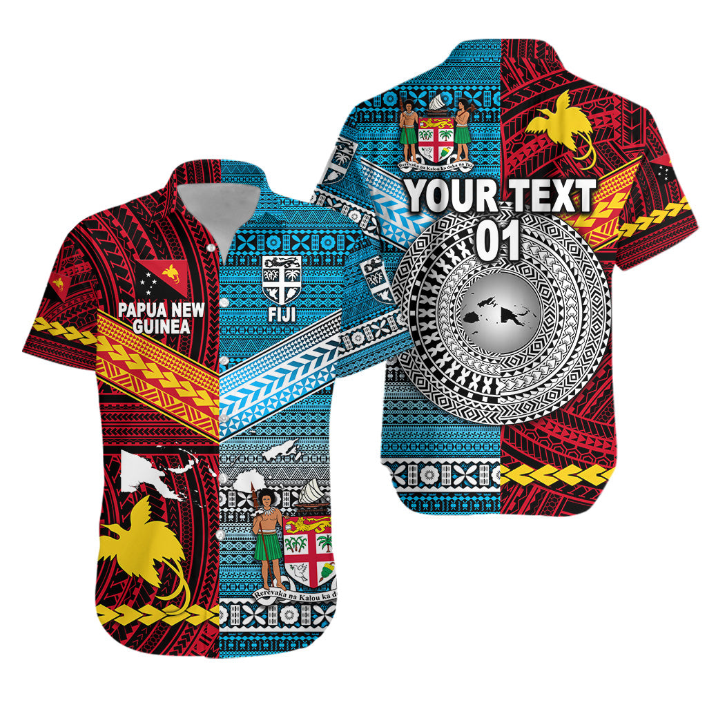 (Custom Personalised) Papua New Guinea Polynesian And Fiji Tapa Together Hawaiian Shirt – Bright Color, Custom Text And Number Lt8