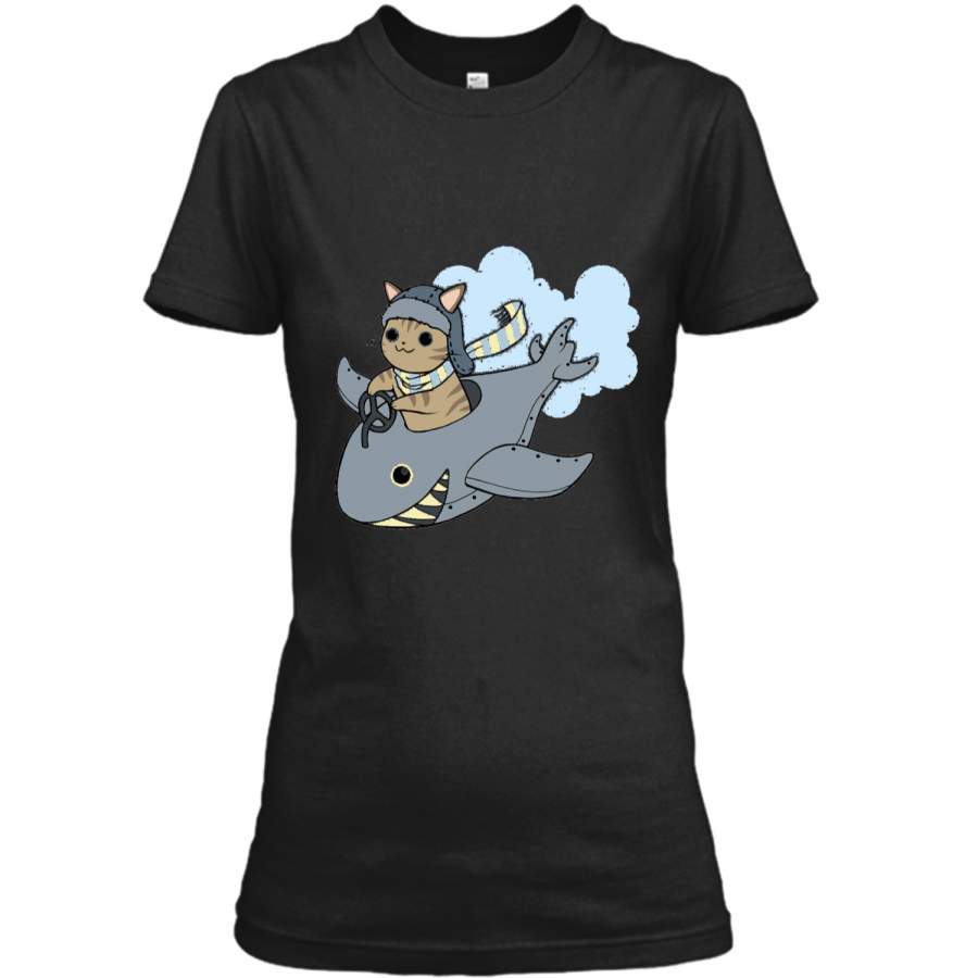 Cat Shark Plane Adorable Pilot Tee Ladies Custom