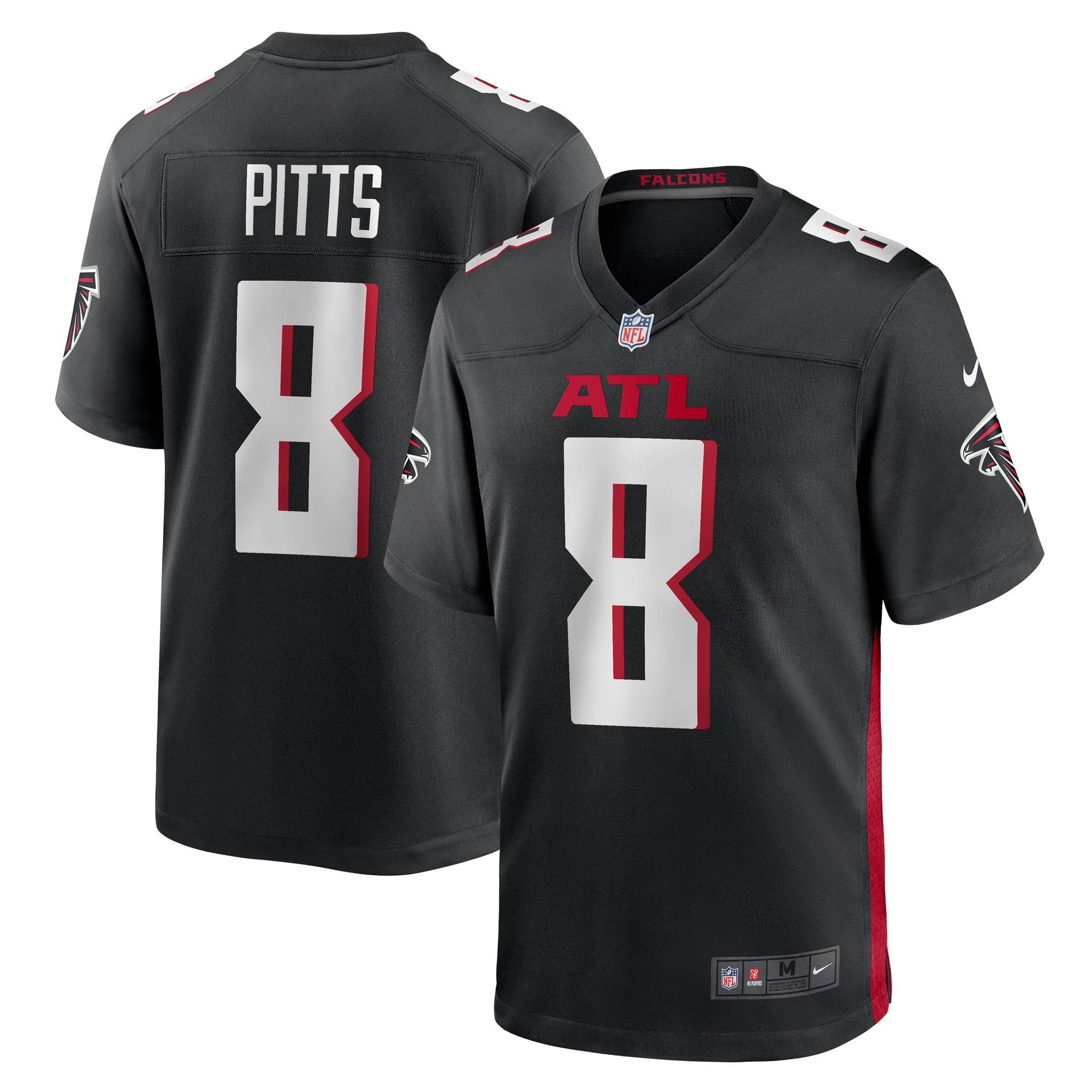 Atlanta Falcons Kyle Pitts Black 2021 NFL Draft First Round Pick Player Game Mens Jersey Gift For Falcons Fans