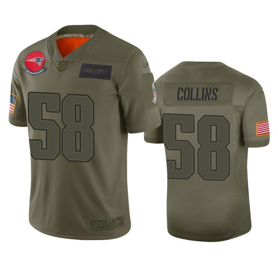 New England Patriots Jamie Collins Camo 2021 Salute To Service Limited 3D Jersey