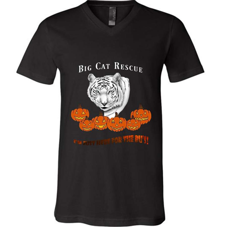 Big Cat Rescue I’m Just Here For The Bu’s, Zabu White Tiger Halloween – Canvas Unisex V-Neck Shirt