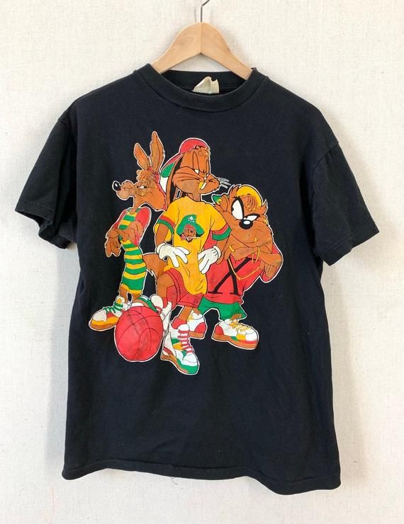 Vintage Looney Toons Bugs Bunny Taz Wile Coyote Rap Hip Hop T Shirt Fits like a M