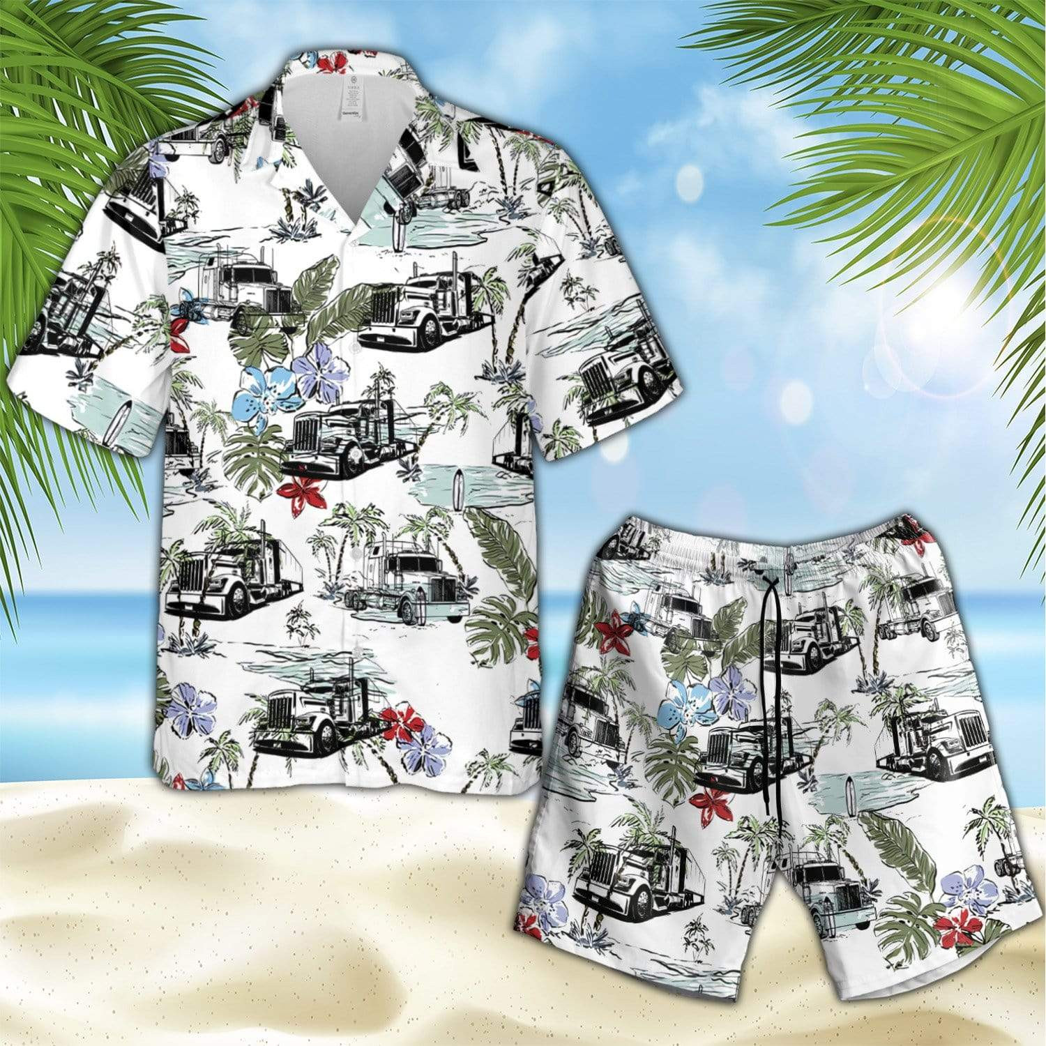 Vintage Truck Aloha Hawaii Shirts Swim Trunks Beach Shorts V Ha111532