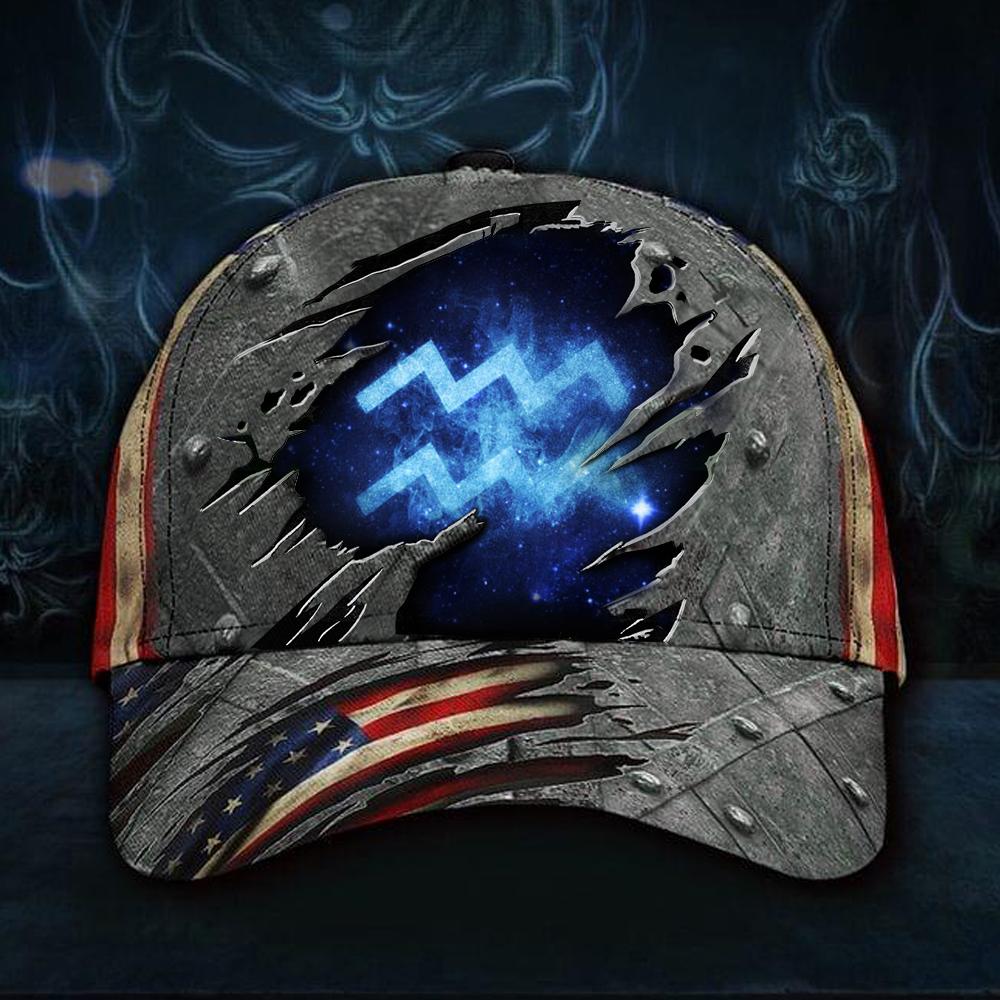 ViticStore™Aquarius Zodiac Hat 3D Print Vintage American Flag Cap