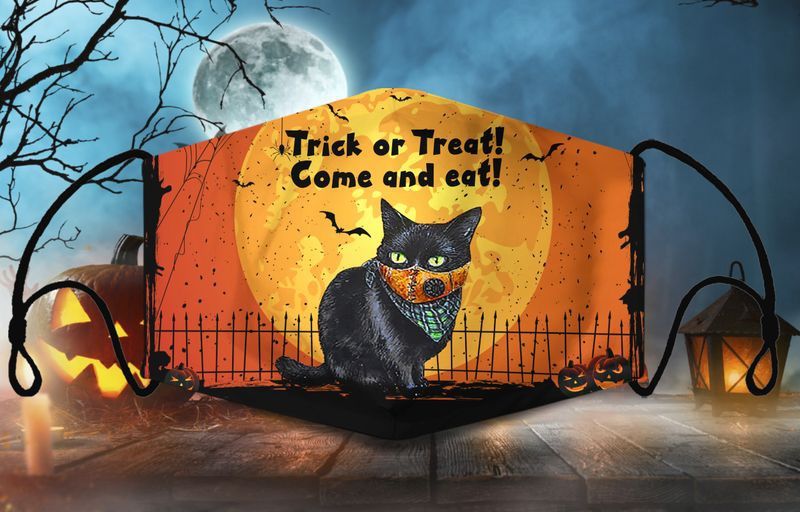 Black Cat Halloween Night Trick Or Treat Face Covering Kitty Kitten Cat Lovers Halloween Gift Cotton Mask 1-10 Pcs For Kid & Adult All Over Print Face Mask Covering For Adults And Kids