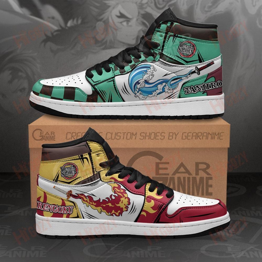 Tanjiro And Rengoku Sneakers Breathing Skills Demon Slayer Anime Shoes